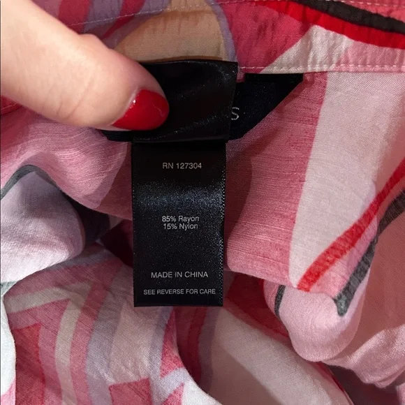 ALI MILES WOVEN PRINT TUNIC WITH CINCH SLEEVES‎ XL ABSTRACT PINK RED LAGENLOOK - Picture 8 of 8